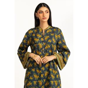 Conjunto de Dos Piezas Casual Estampado en Verde Azulado para Mujer, Atuendo de Primavera/Verano XS/XS, Top de Manga Tres Cuartos - Product Image 3