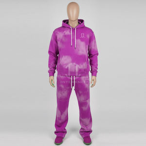 Ensemble de survêtement homme personnalisé de créateur, comprenant un sweat à capuche et un pantalon de jogging évasé effet empilé, style oversize uni délavé à l'acide - Product Image 4