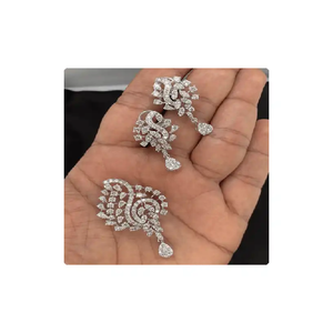 Bijoux fantaisie boucles d'oreilles diamant naturel boucle d'oreille et pendentif ensemble de haute qualité luxe femmes pendentif boucles d'oreilles ensemble de bijoux - Product Image 1