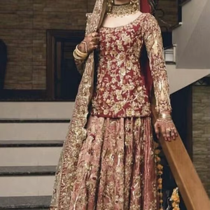 Vestido de novia con cuentas de cristal, nuevo, bonito, pesado, con Koti Lehenga, adornado con cuentas de cristal, trabajo para boda = 2021 - Product Image 6