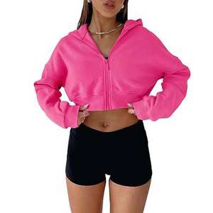 Wholesale Cotton Ladies Blank <b>Gym</b> <b>Long</b> <b>Sleeve</b> Hoodies Crop <b>Top</b> <b>Women's</b> Sweatshirts Custom Logo Cropped Hoodie <b>Women</b> Breathable - Product Image 6
