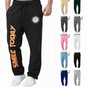 Pantalon de survêtement en velours côtelé pour homme, 100% coton, vintage, délavé à l'acide, taille élastique, décoration boutonnée, jambe large et droite, décontracté, jogging plat - Product Image 2