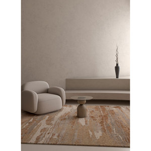 Tapis Entropy en laine et soie de bambou noué à la main, motif abstrait, pour salon, entrée, couloir, design puzzle rectangulaire - Product Image 5