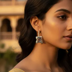 925 Silver Dainty Moonstone Drop <b>Earrings</b> with <b>Hook</b> Closure for Women - Product Image 1