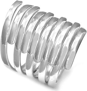 Anillo de declaración elegante de Plata de Ley 925 para mujer, banda ancha de envoltura, ajuste de incrustaciones, joyería fina de alta calidad, bodas, fiestas, Unisex - Product Image 1