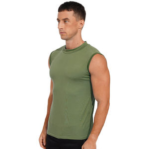 Débardeur 100% coton coupe musclée décontracté pour hommes hauts d'entraînement sans manches avec logo personnalisé méthode de tissage tricoté respirant grande taille - Product Image 3