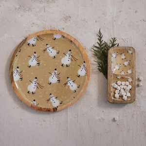 Bandeja de Madera con Esmalte Blanco Plato para Servir Esmaltes Plato de Madera Impreso Hecho en faizacraft - Product Image 3