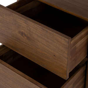 Mesa de Noche Curva Yanos Hecha de Madera de Teca Sólida con 2 Cajones y Acabado en Nogal. - Product Image 3