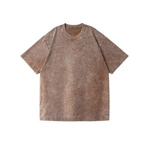 Camisa de algodón 100% lavado ácido para hombre, camisa de gran tamaño, cuello redondo liso, ropa de manga corta diaria para exteriores, camiseta informal - Product Image 5