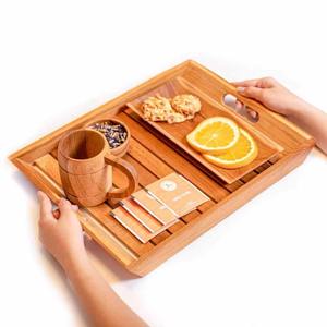ถาดเสิร์ฟอาหารไม้ธรรมชาติพร้อมที่จับคู่กันถาดตกแต่งสำหรับใช้ในบ้าน - Product Image 3