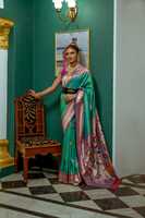 Vente chaude Premium Qualité Tendance Paithani Saree Blouse Fantaisie Coloré Glands Contraste Bordure Doux Soie Dames De Mariage