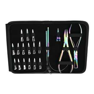 Hair <b>Extension</b> Tools Kit Double Spring <b>Bead</b> Remover Plier Flat Crimping Pliers Pulling Loop hook Tool Hair Sectioning Clips ring - Product Image 6