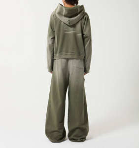 Qualité personnalisé surdimensionné 400gsm français éponge Baggy Vintage soleil fondu acide lavage à capuche et pantalons de survêtement empilés ensemble survêtement pour hommes - Product Image 2