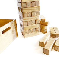 PLOMA Jeu de construction géant éducatif en bois de pin de 56 pièces avec blocs de 3,5x3,5x14 cm et boîte de rangement pour les enfants de 8 à 14 ans