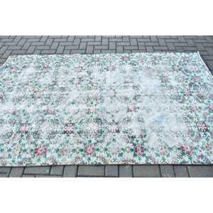 Alfombra Vintage de 4.8x8.1 pies, Alfombra Turca, Alfombra de Lana Blanca con Diseño Floral - Product Image 3
