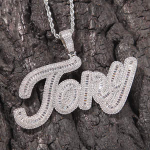 Haute qualité 14K blanc \ argent plaqué moissanite diamant pendentif lettre 925 argent Style Hip Hop pour les fêtes d'hommes - Product Image 5