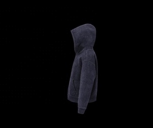 Sudadera con capucha de color personalizado, cómoda, con efecto acid wash para hombre, de algodón sostenible, mezcla antiarrugas. - Product Image 2