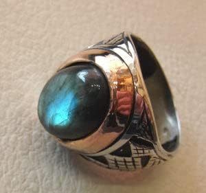 Bague pour homme en gros, pierre précieuse labradorite bleue naturelle, bague lourde pour homme, design ottoman arabe, bijoux en argent sterling 925 - Product Image 4
