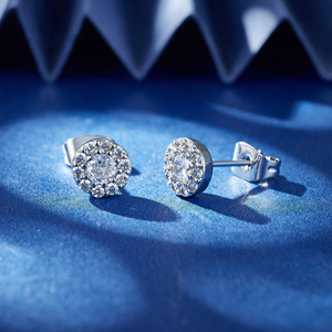 IGI Certified VVS Moissanite Diamond Stud <b>Earrings</b> 925 Silver Round Shape Classic <b>Gold</b> Fine Stud <b>Earrings</b> for Women <b>Men</b> - Product Image 1