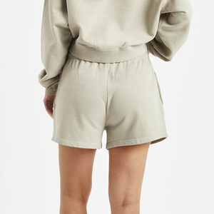 Servicio OEM al por Mayor, Pantalones Cortos Deportivos de Cintura Alta con Cordón, 100% Algodón Fleece Ecológico, Diseño Vintage Sólido con Logotipo Personalizado - Product Image 6