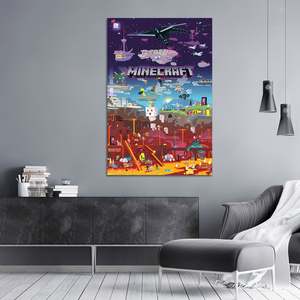 Modern Style Minecraft World Beyond <b>Poster</b> Canvas Material with Black <b>Frame</b> for Wall Decor - Product Image 2