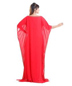 Georgette rojo bordado Zari trabajo caftanes islámicos - Product Image 2