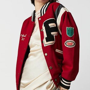 Veste Bomber Varsity Classique Femme Premium Baseball Letterman Veste Laine Mélange Corps Peau De Vache Cuir Manches Coton Teint - Product Image 1