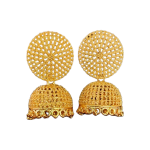 Juego de Pendientes Elegantes con Diseño Tradicional, Pendientes Estilo Jhumka Chapados en Oro de 22 Quilates, Joyería para Mujer, por Exportadores - Product Image 2