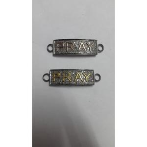 PRAY Vintage Connector Pave Diamond Sterling Silver Black Vermeil Bracelet/Bangle Unisex <b>Jewelry</b> Finding 40x10MM Size - Product Image 1