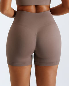 Short de gymnastique sexy taille haute sans couture pour femmes séchage rapide Spandex Nylon fermeture à la taille élastique solide Fitness Yoga Leggings - Product Image 6