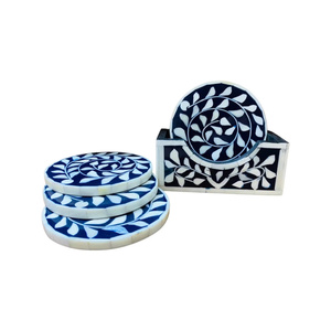 <b>Blue</b> Shell Pattern Mother Of Pearl <b>Coasters</b> Luxury Handcrafted Drink Accessories Set For Luxury Table Styling OEM ODM Supplier - Product Image 5