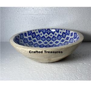 Eco Friendly Customized Wooden Salad <b>Bowl</b> with <b>Enamel</b> Prints Lead Free Party Use Kitchen Homeware Wholesale Price - Product Image 1