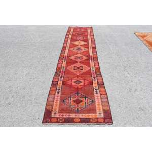Vintage Turkish Kilim Rug Striking <b>Red</b> and Orange Patchwork Design Large Area 28x11.6ft Jute Rug with <b>Latex</b> Backing for Teens - Product Image 1