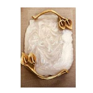 Plateau en résine de conception florale de luxe pour la décoration de table à la maison Plateau de service rond en résine de meilleure qualité pour article de cadeau - Product Image 6