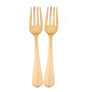 Handicrafts Metal Fork Sets Stainless Steel Silver Plated <b>Tabletop</b> Fruit Piker Fork Set With Golden Brass Handle - Product Image 2