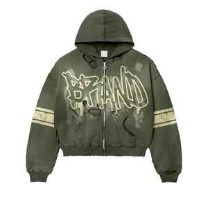 ชุดวอร์ม2ชิ้นสำหรับผู้ชายชุดวอร์มล้างกรดแบบลำลองมีฮู้ดสำหรับผู้ชายชุดวิ่งแบบมีฮู้ดโลโก้ออกแบบได้ตามต้องการ - Product Image 2