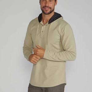 Logo personnalisé 2023 sweats à capuche à manches longues Botton col en V cordon de serrage à capuche pull ample ourlet sweats chemisier hauts - Product Image 3