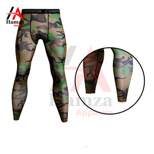 Collant a compressione da uomo Design mimetico verde marrone 180 GSM poliestere misto vita alta elasticizzati Leggings da abbigliamento <span class=keywords><strong>Hamza</strong></span> - Product Image 6
