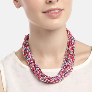 Vente chaude bohème multicouche collier à la main perles de verre chaîne pour les femmes déclaration accessoire perles en vrac produit en vrac - Product Image 1