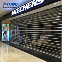 Porte à enroulement moderne en aluminium et verre à vue intégrale, haute visibilité et sécurité pour showrooms et centres commer
