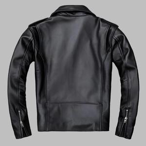 Veste en cuir véritable noire élégante et ajustée pour homme, veste de moto classique avec ceinture à la taille, fermeture éclair sur le devant et design personnalisé - Product Image 3