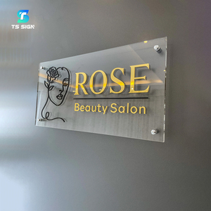 Plaque de <span class=keywords><strong>porte</strong></span> personnalisée <span class=keywords><strong>en</strong></span> acrylique 3D avec numéro de maison, logo doré, décoration extérieure durable pour salons de beauté, enseigne de nom d'entreprise - Product Image 6