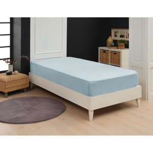 Sábana Ajustable Individual Bella Home Luxe Azul, 100x200+30 cm, Sábana Plana Elástica para Hotel y Hospital, Transpirable y Lisa - Product Image 1