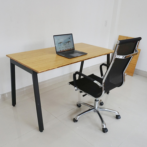 BFATB005 AtonBamboo 140x70cm Desk with Assembled Iron <b>Legs</b> <b>Foldable</b> Durable Computer <b>Table</b> for Living Room with Storage Features - Product Image 4