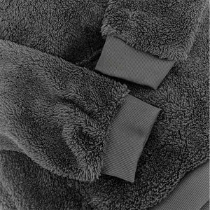 Sweat-shirt à capuche en laine et fourrure pour homme adulte, couleur noire, pull à épaules tombantes, chaud, coupe-vent, respirant, service OEM - Product Image 5