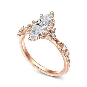 Bague de fiançailles Jeulia Vintage en diamant de laboratoire de taille marquise en argent sterling - Product Image 2