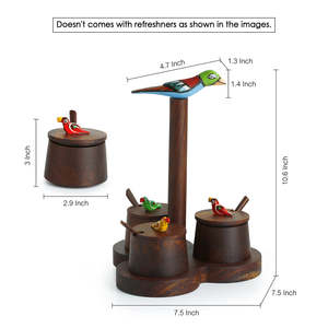 Ensemble de bocaux «La famille perchée» écologique Plateau Cuillères Couvercles Bois de Sesham Bouteilles de stockage de luxe en acier et porcelaine pour le garde-manger - Product Image 5