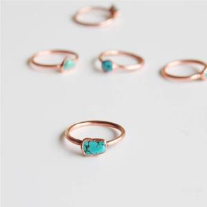 Rough Stone Turquoise Raw Stacking Rhodium Plated Gold Adjustable Wide Band <b>Statement</b> <b>Ring</b> for Wedding & Party - Product Image 4