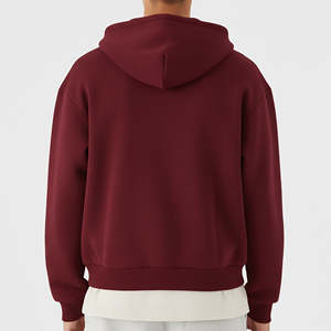 Sweat à capuche à prix avantageux, en laine peignée 100% coton, coupe régulière, épaules tombantes, sans cordons, lourd, pour hommes, automne - Product Image 3