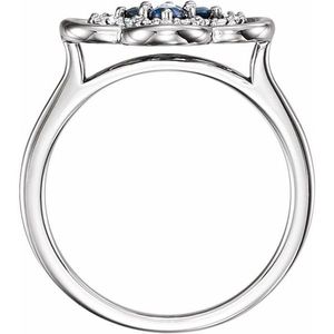 Anillo de Trébol para Uso Diario con Turquesa, Chapado en Oro Amarillo, Platino y Rodio, con Tecnología de Engaste en Bisel Tallado - Product Image 2